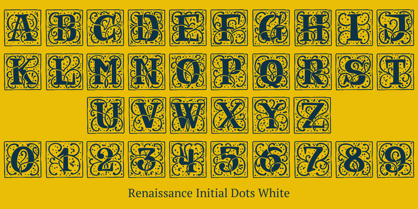 Пример шрифта Renaissance Initial Dots Color